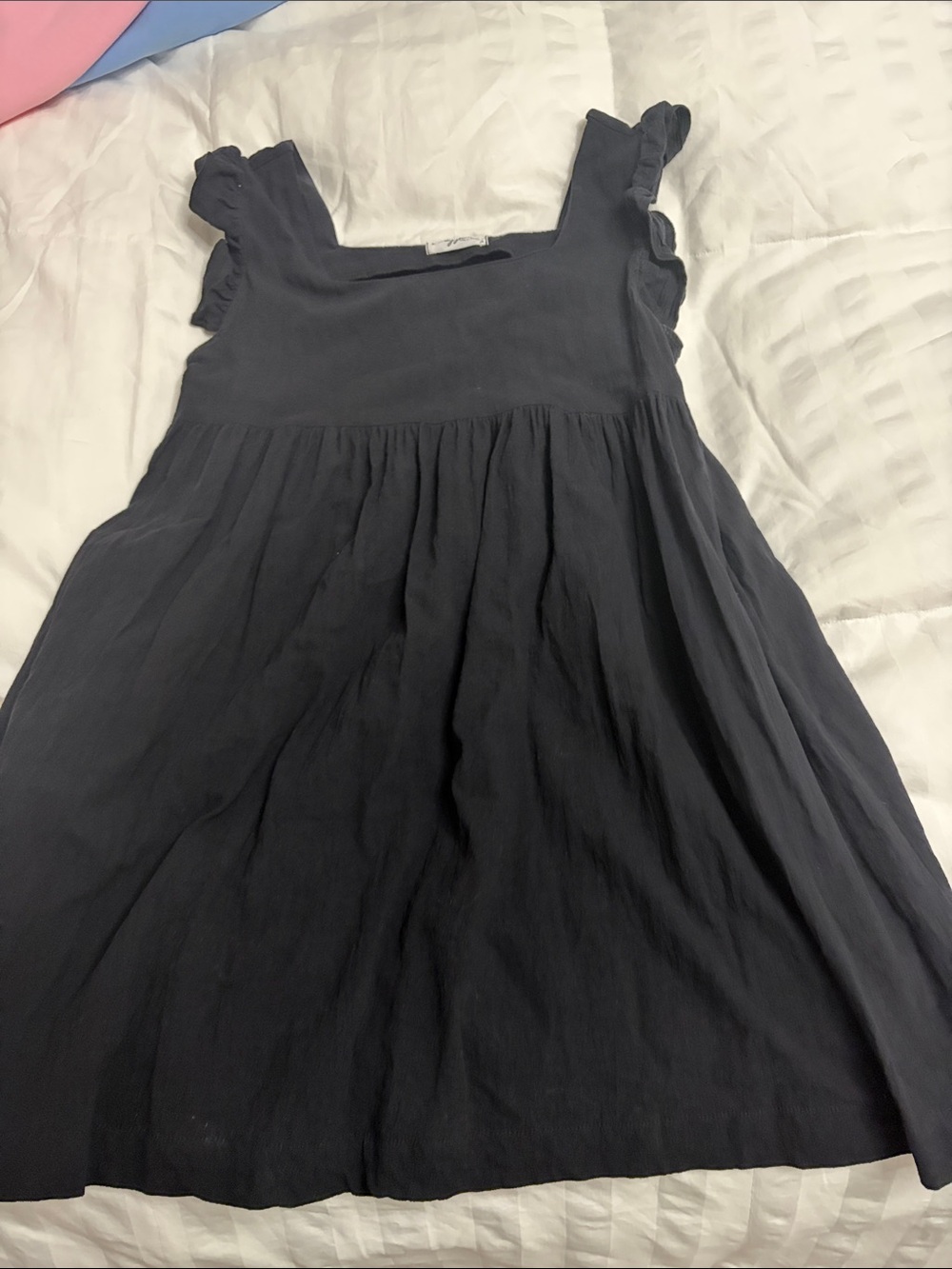 Carly Jean Los Angeles Navy Ruffle Strap Mini Dress